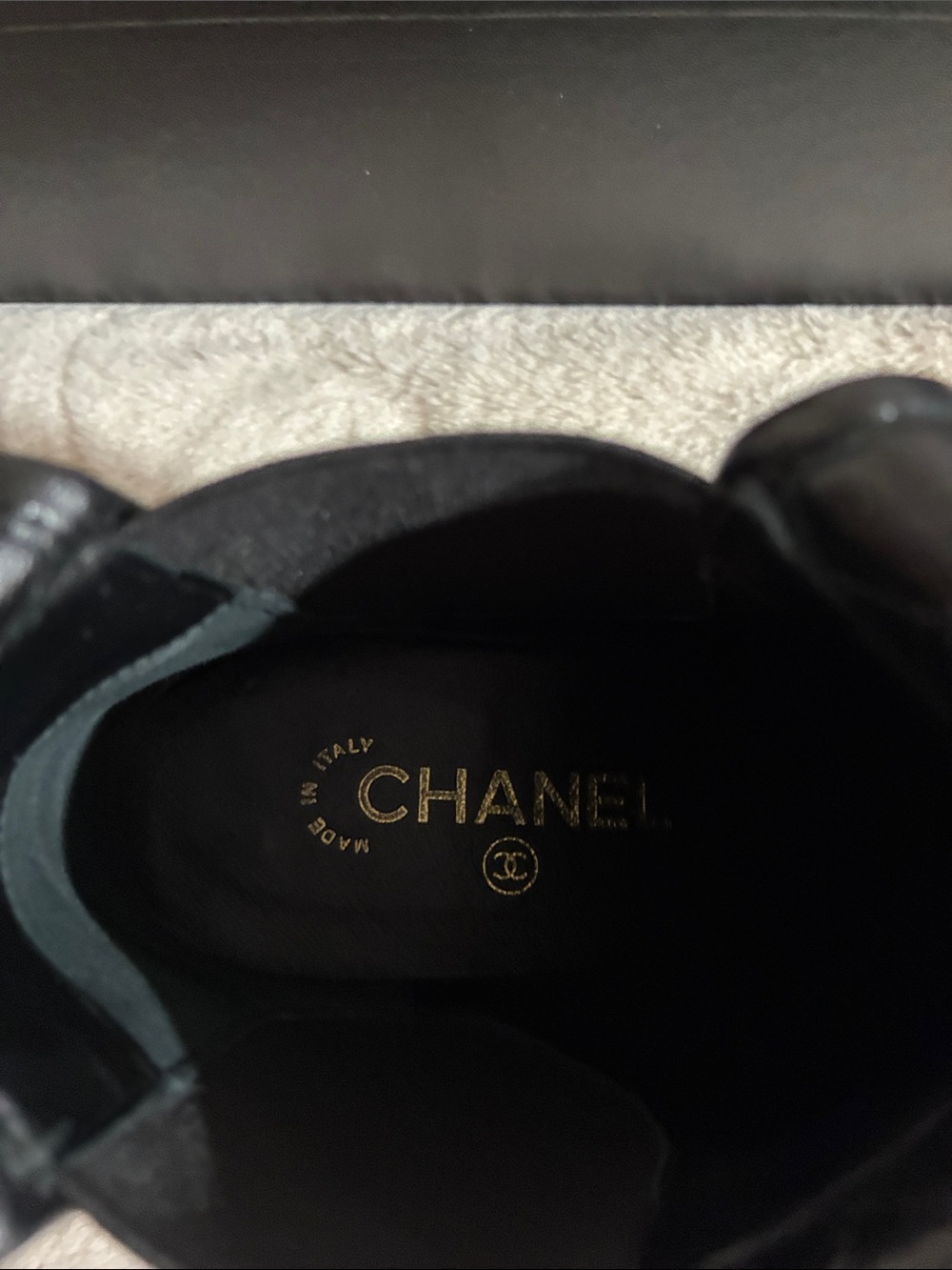 Authentic CHANEL Black Quilted Leather Ankle Boots with Gold CC Hardware - Picture 8 of 12